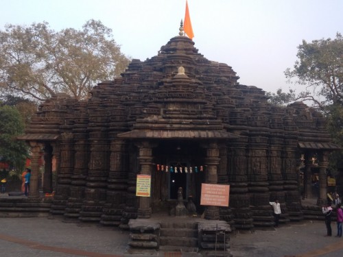 The Ambreshwar Shiv Mandir of Ambarnath is a historic 11th-century Hindu temple, at Ambarnath near Mumbai, in Maharashtra, India. It is situated on the bank of Vadavan (Waldhuni) river, 2 km away from Ambarnath (East) railway station. The temple was built in 1060 AD beautifully carved in stone. It was probably built by Shilahara king Chhittaraja, it may also have been rebuilt by his son Mummuni.

Unusually, the sanctuary or garbhagriha is below ground, reached by some 20 steps down from the mandapa, and is open to the sky as the shikhara tower above stops abruptly at a little above the height of the mandapa, and was apparently never completed. It is in bhumija form, and if completed would have been close in form to the Udayesvara Temple also known as Neelkantheshwara temple in Udaipur, Madhya Pradesh, begun in 1059, and the Gondeshwar Temple at Sinnar. It is clear from what was built that the shikhara would have followed these in having four corner bands of gavaksha-honeycomb sweeping uninterrupted up the full height of the tower, while in between each face has rows of five spirelets on individual podia, reducing in size up the tower.