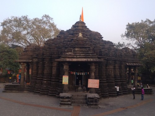 The Ambreshwar Shiv Mandir of Ambarnath is a historic 11th-century Hindu temple, at Ambarnath near Mumbai, in Maharashtra, India. It is situated on the bank of Vadavan (Waldhuni) river, 2 km away from Ambarnath (East) railway station. The temple was built in 1060 AD beautifully carved in stone. It was probably built by Shilahara king Chhittaraja, it may also have been rebuilt by his son Mummuni.

Unusually, the sanctuary or garbhagriha is below ground, reached by some 20 steps down from the mandapa, and is open to the sky as the shikhara tower above stops abruptly at a little above the height of the mandapa, and was apparently never completed. It is in bhumija form, and if completed would have been close in form to the Udayesvara Temple also known as Neelkantheshwara temple in Udaipur, Madhya Pradesh, begun in 1059, and the Gondeshwar Temple at Sinnar. It is clear from what was built that the shikhara would have followed these in having four corner bands of gavaksha-honeycomb sweeping uninterrupted up the full height of the tower, while in between each face has rows of five spirelets on individual podia, reducing in size up the tower.