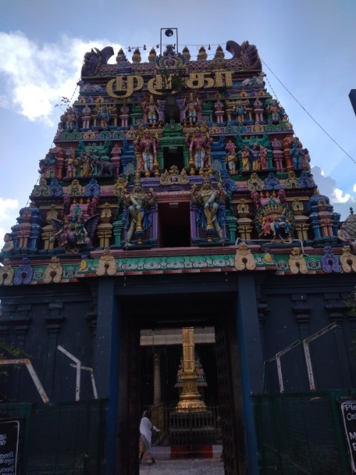 Kapaleeshwarar Temple is a Hindu temple dedicated to lord Shiva located in Mylapore, Chennai in the Indian state of Tamil Nadu. The form of Shiva's consort Parvati worshipped at this temple is called Karpagambal is from Tamil ("Goddess of the Wish-Yielding Tree"). The temple is the most ancient one that has been built around the 7th century CE in Dravidian architecture.

According to the Puranas, Shakti worshipped Shiva in the form of a peacock, giving the vernacular name Mylai (Mayilāi) to the area that developed around the temple - mayil is Tamil for "peacock". Shiva is worshiped as Kapaleeswarar, and is represented by the lingam. His consort Parvati is depicted as Karpagambal. The presiding deity is revered in the 7th century Tamil Saiva canonical work, the Tevaram, written by Tamil saint poets known as the Nayanars and classified as Paadal Petra Sthalam.

The temple has numerous shrines, with those of Kapaleeswarar and Karpagambal being the most prominent. The temple complex houses many halls. The temple has six daily rituals at various times from 5:30 a.m. to 10 p.m., and four yearly festivals on its calendar. The Arubathimooval festival celebrated during the Tamil month of Panguni is the most prominent festival in the temple.

https://en.wikipedia.org/wiki/Kapaleeshwarar_Temple