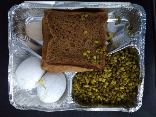Bread slice with butter & Jam
Boiled eggs
Moong Daal