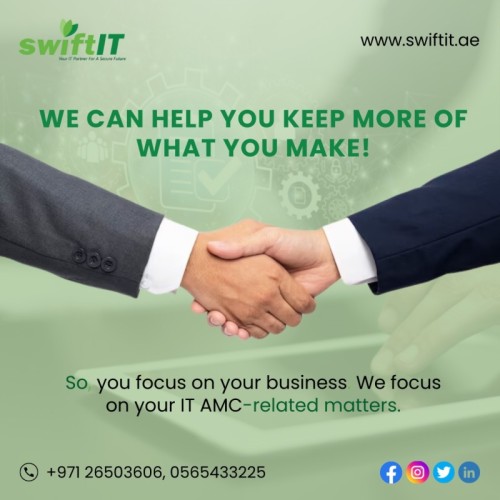 Find affordable and exclusive IT AMC support and solution services in Abu Dhabi. Boost your business's efficiency with our tailored solutions. Contact us today for more details!

???? +971-26503606, 0565433225

???? https://swiftit.ae/