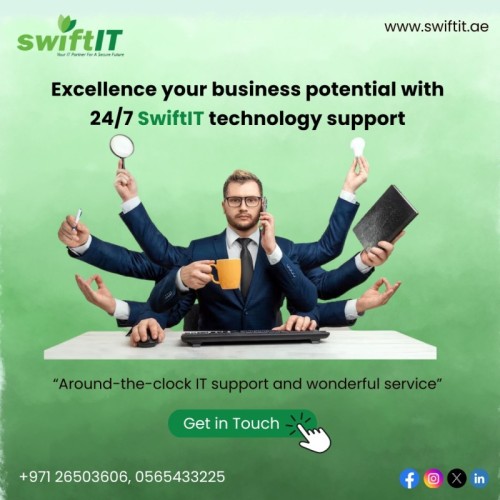 Technological emergencies don't wait for office hours! SwiftIT offers 24/7 IT support to ensure your business is up and running at all times. Our team is available 24/7 to provide prompt and reliable assistance.

???? +971-26503606, 0565433225

???? https://swiftit.ae/