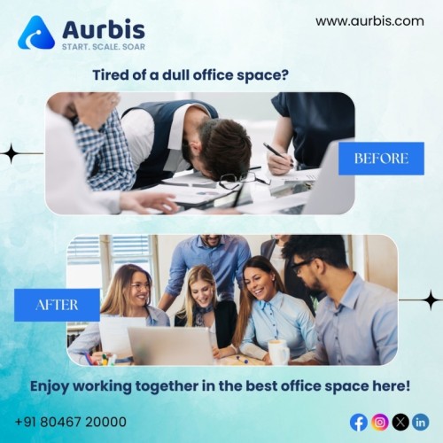 Tired of a dull office space? Upgrade your work environment! Enjoy working together in the best office space available. Our office offers a vibrant, collaborative atmosphere that inspires productivity and creativity. Don't settle for less – make your workday enjoyable and efficient with us!

Click the link to explore now!

???? +91 8046720000

???? For More Info: https://aurbis.com/