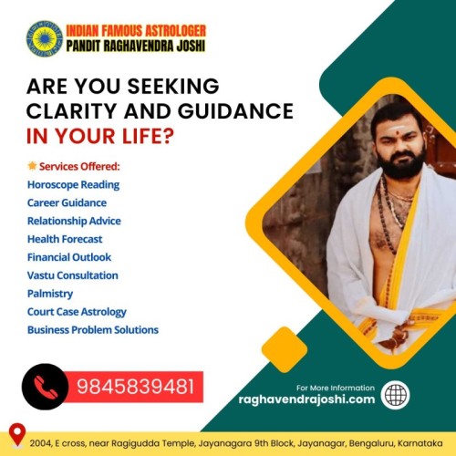 Are you seeking clarity and guidance in your life? Look no further! Meet Sri Guru Raghavendra Joshi, the top-rated astrologer in Bangalore, renowned for his accurate predictions and personalized advice.

Call us at: 9740106865 or visit: https://www.raghavendrajoshi.com/